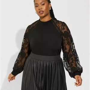 Torrid Black Fitted Embellished Blouse